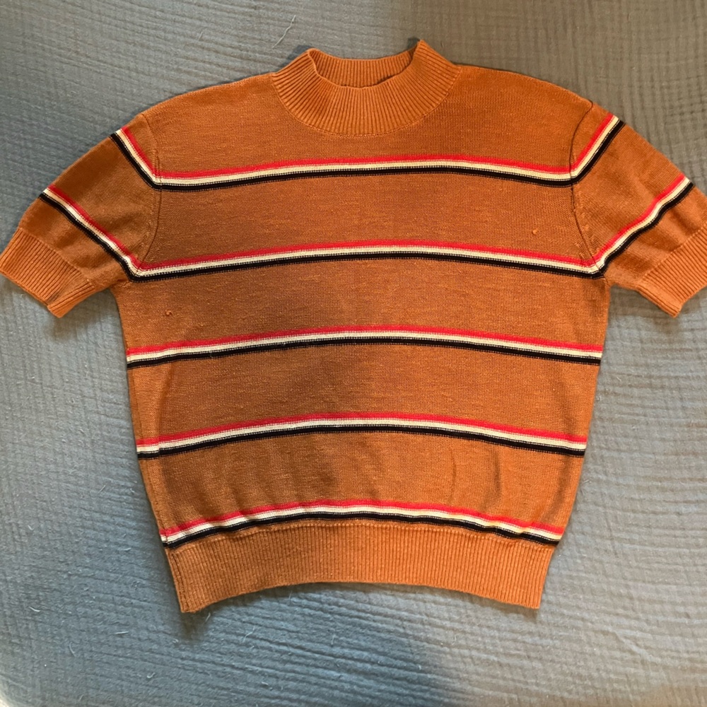 Free People Way Back Mock Neck Sweater, short sleeves, size Small